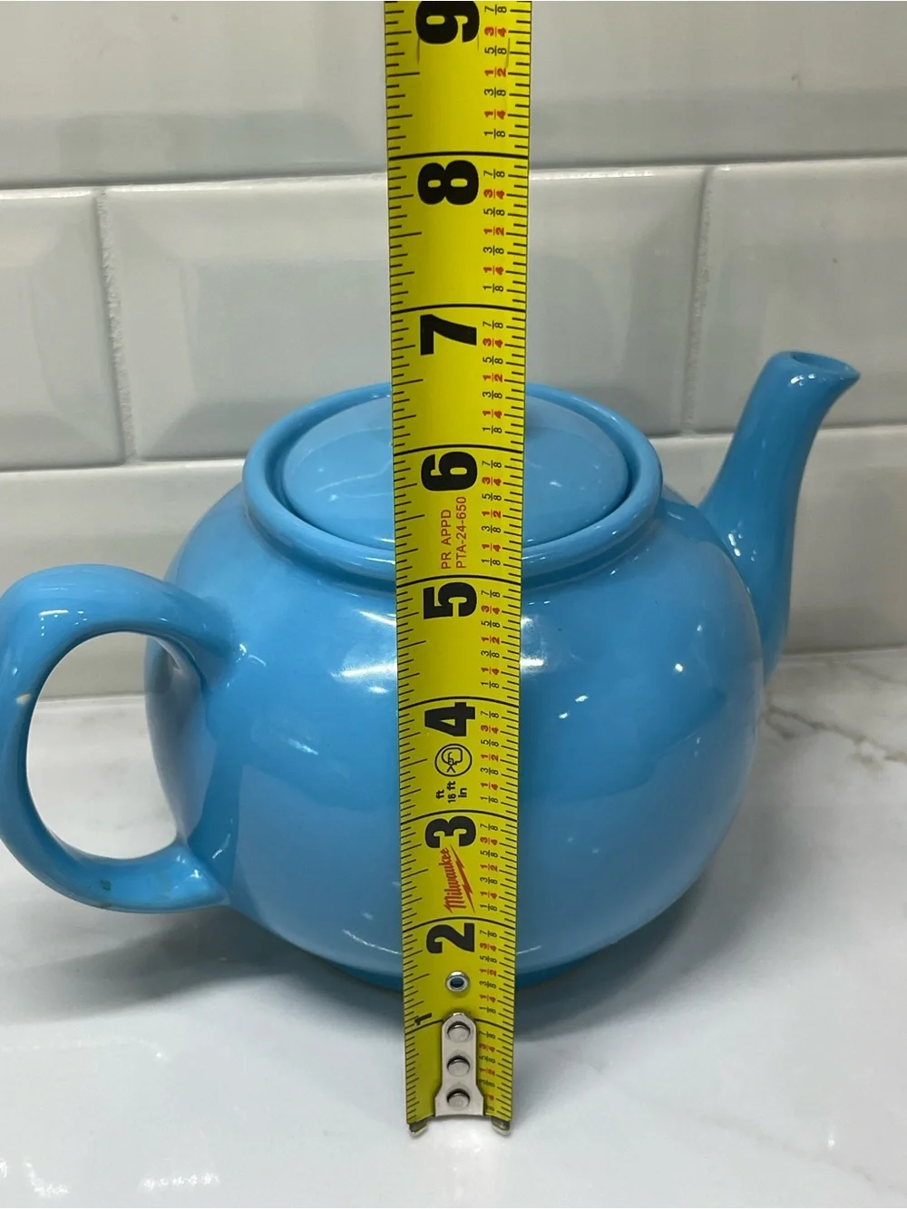 Price & Kensington Blue Glossy Ceramic 2-Cup Teapot w/ Lid, Traditional EUC